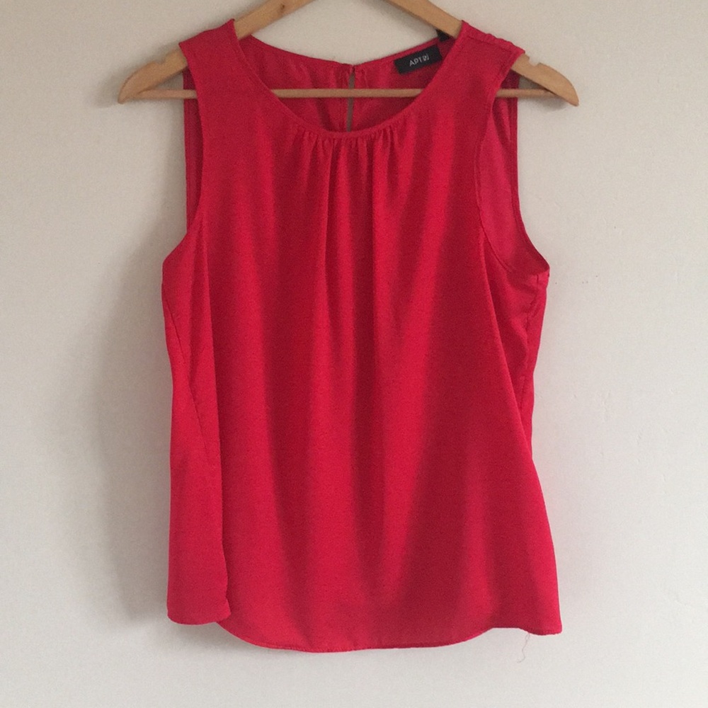 Red Silk-like Basic Layering Cami Tank Career Wear
